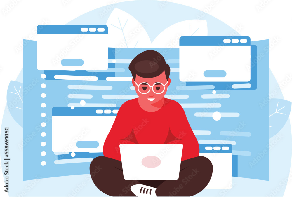 Vetor de Software development concept. Programming languages ...