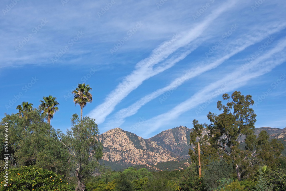 Fototapeta premium Santa Ynez Mountain Range seen from Santa Barbara on a winter day