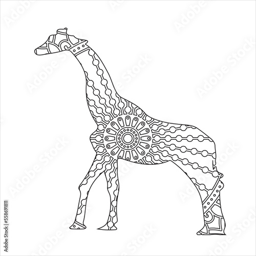 Animals mandala coloring page for kids and adult vector line art illustration