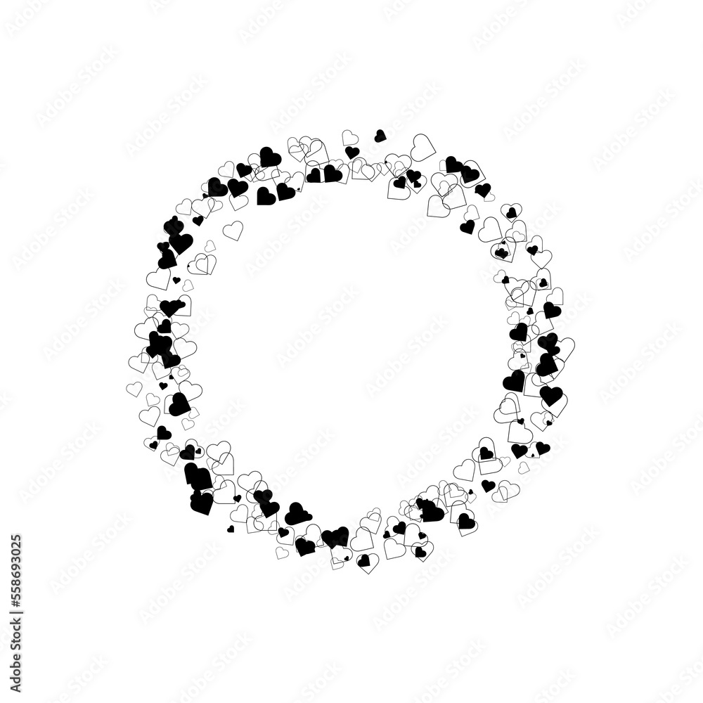 Round frame with black hearts. Round frame with black hearts.