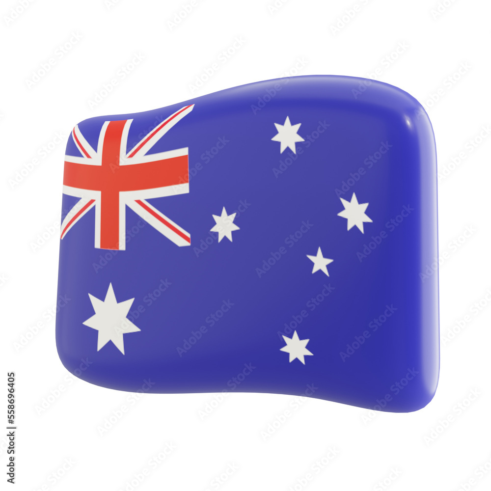 Flag of Australia icon illustration, Australian flag 3d render isolate Flag of Australia icon illustration, Australian flag 3d render isolate