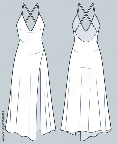 Canvas-taulu Asymmetric Dress technical fashion illustration