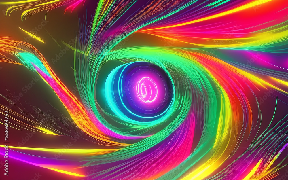 Abstract colorful psychedelic vortex, Generative AI