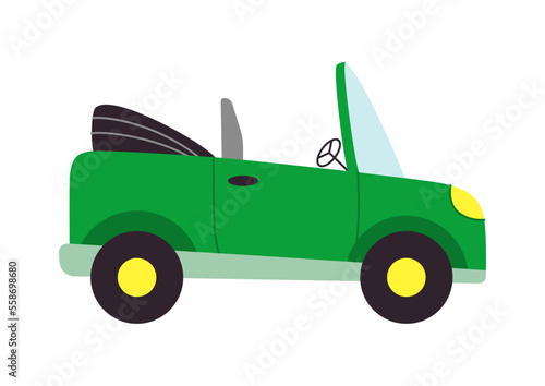Vector cartoon car. Isolated flat convertible on white