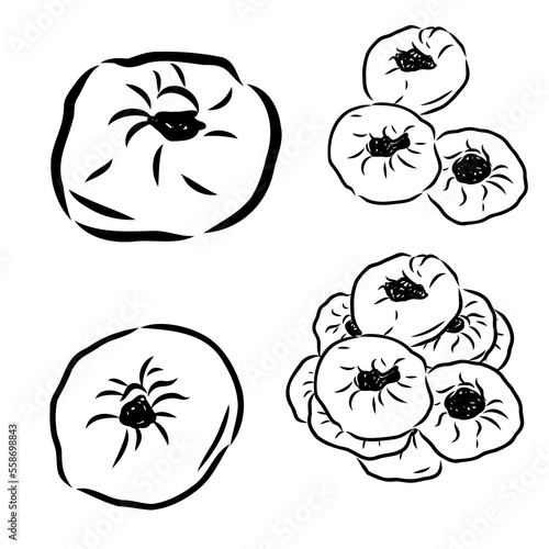 meat pies. Linear drawing by hand. Vintage