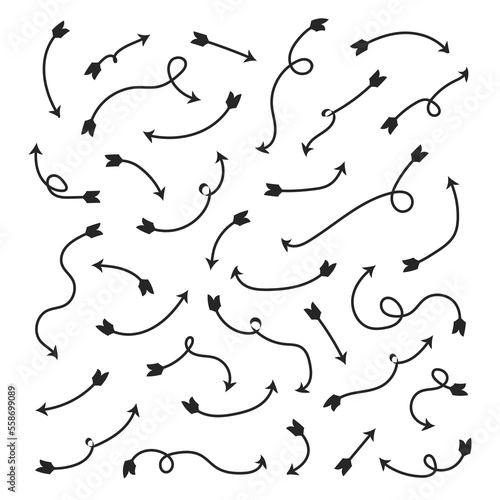 Set of arrows drawn by hand