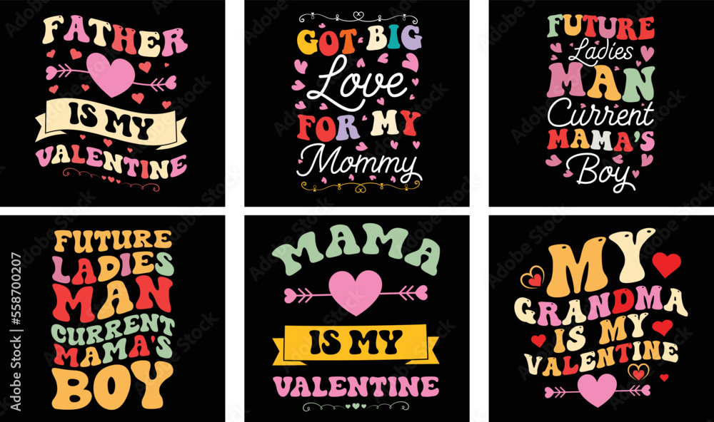 Valentine's day T-shirt Design Bundle. Valentine's day Vector Graphics. Valentine's day Typography t-shirt design Valentine's day T-shirt Design Bundle. Valentine's day Vector Graphics. Valentine's day Typography t-shirt design