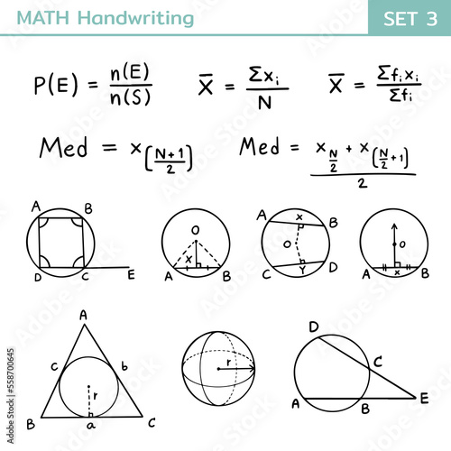 Mathematical theory and mathematical equations handwriting