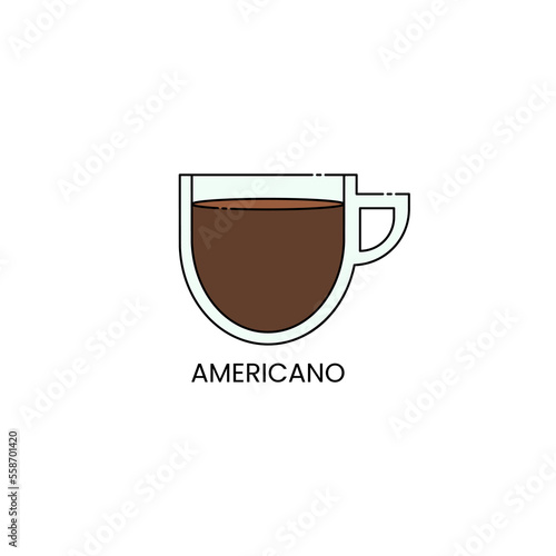 Delicious americano coffee icon isolated. Outlined drink vector illustration design
