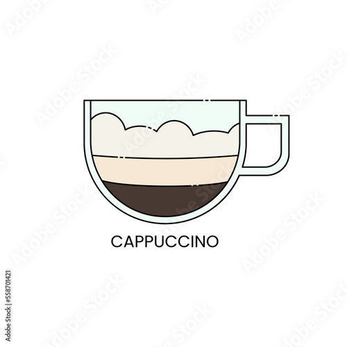 Delicious cappuccino icon isolated. Outlined drink vector illustration design	