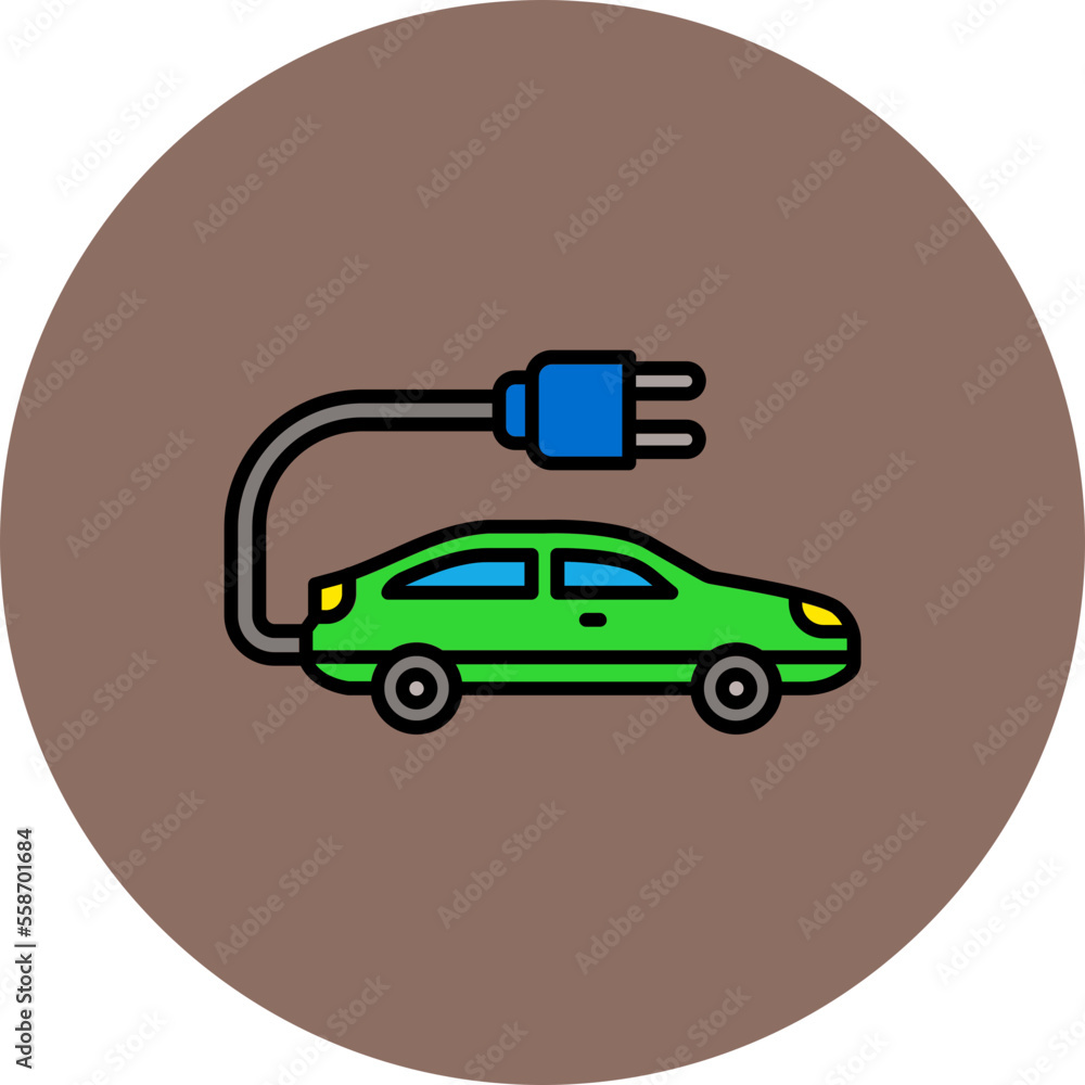 Electric Car Multicolor Circle Filled Line Icon Electric Car Multicolor Circle Filled Line Icon
