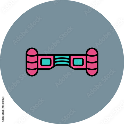 Hoverboard Multicolor Circle Filled Line Icon