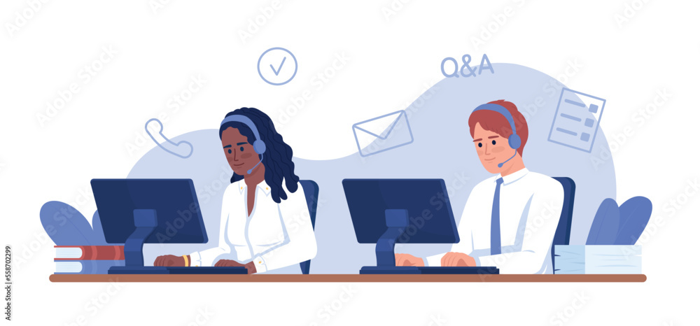 Emergency Response 2d Vector Isolated Illustration Call Center