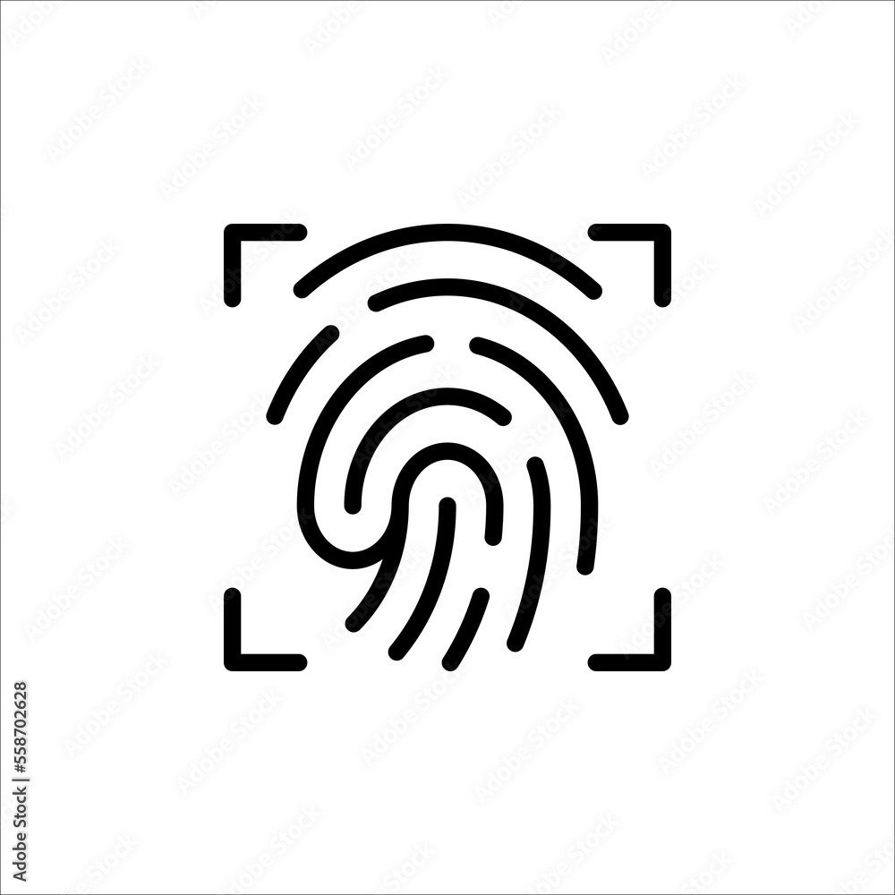 Vector high quality fingerprint line icon isolated on white background. Security access concept, Touch ID icon. Vector high quality fingerprint line icon isolated on white background. Security access concept, Touch ID icon.