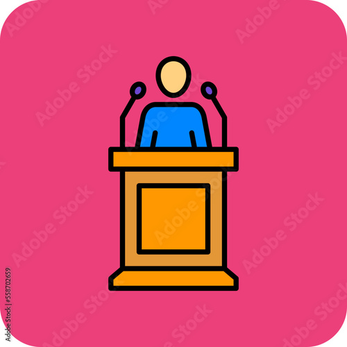 Speech Multicolor Round Corner Filled Line Icon
