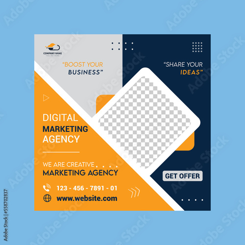Digital marketing agency fashion medical real estate social media post Instagram vector template eps