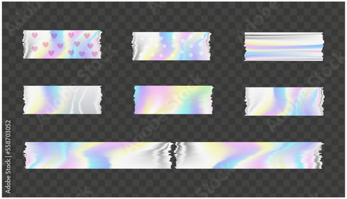 Free vector realistic hologram tape and sticker