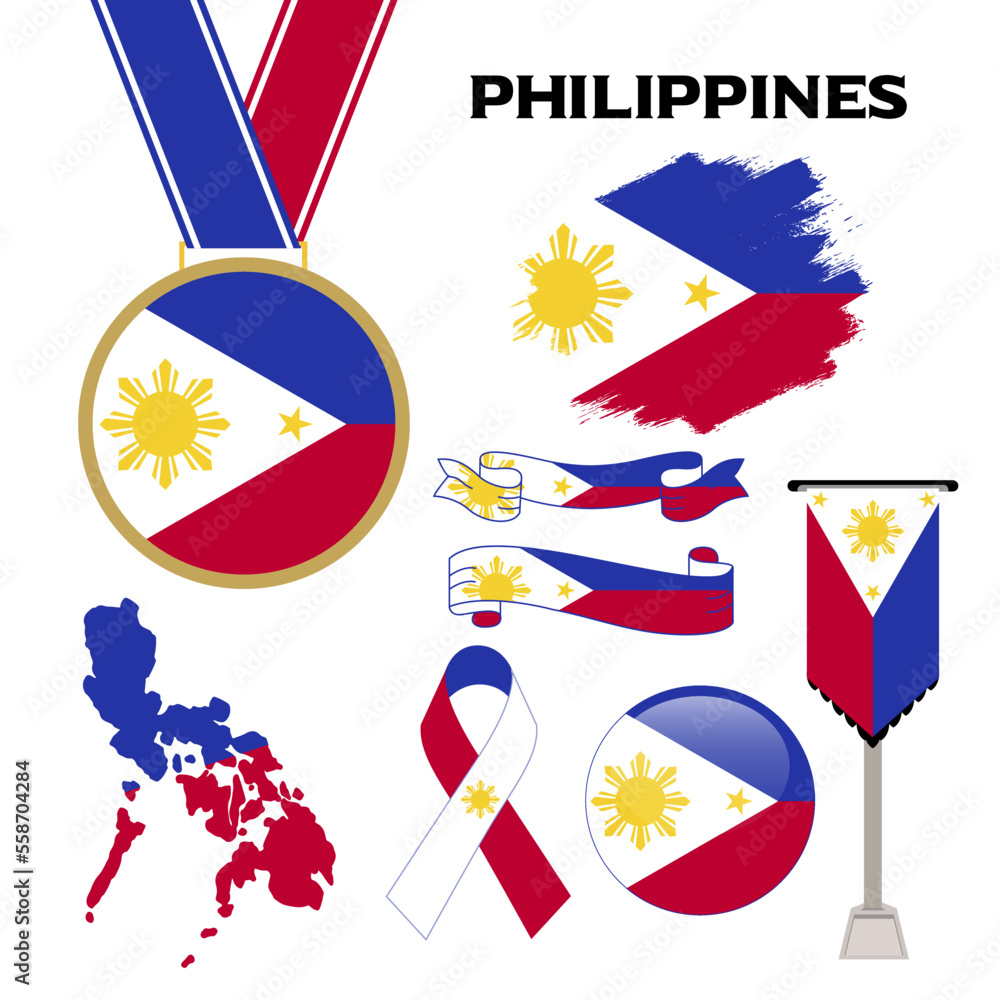 Elements Collection With The Flag of Philippines Design Template ...