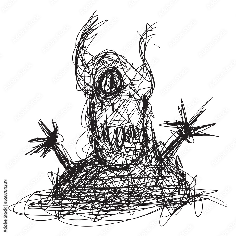 Black scribbles depicting ghost figures Black scribbles depicting ghost figures