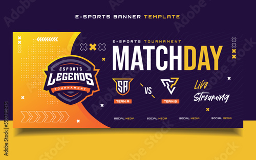 Match Day E-sports Gaming Banner Template for social media Flyer with Logo