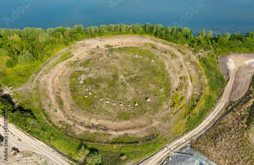 The Devils Quoits major late Neolithic henge and stone circle prehistoric site. Stanton Harcourt, Oxfordshire. 4000 to 5000 years old. Restored