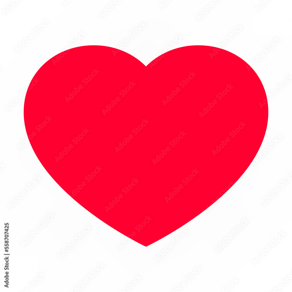 Single red heart shape isolated illustration