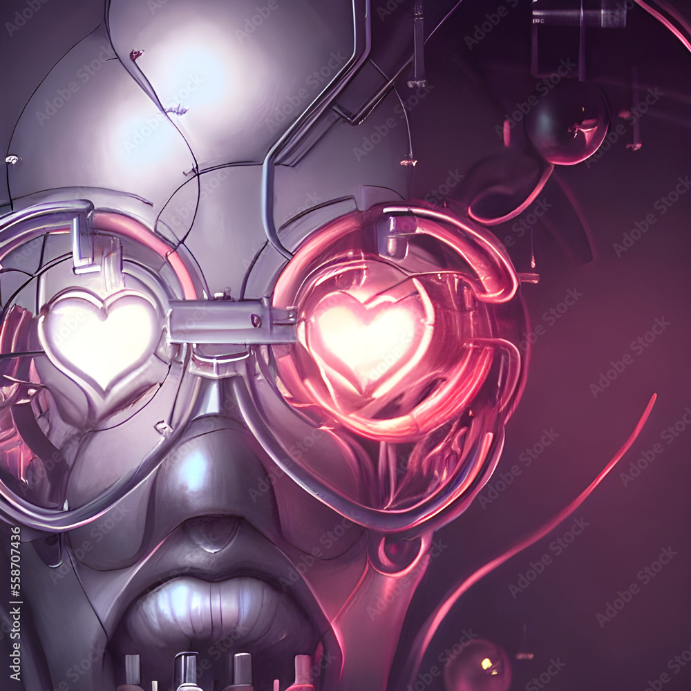 Fototapeta premium Robot with heart shaped eyes