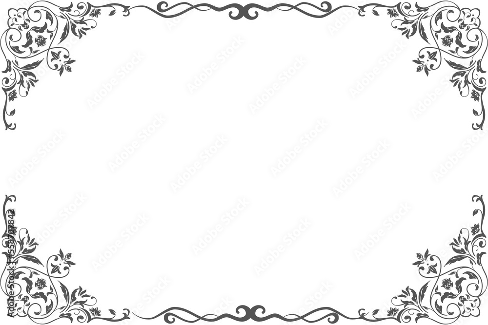 Simple and floral horizontal frame and border