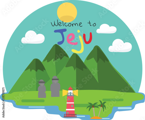 Welcome To Jeju Island vector illustration

