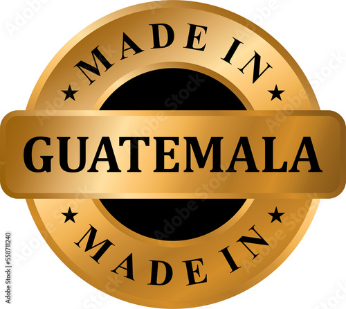 Made in GUATEMALA Gold Label Stamp, Stamp Round of Nation with 3D Elegant Gold Glossy Effect photo