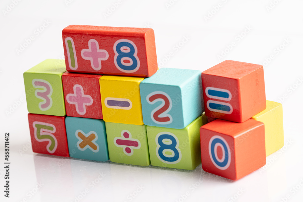 Math number colorful on white background, education study mathematics learning teach concept. Math number colorful on white background, education study mathematics learning teach concept.