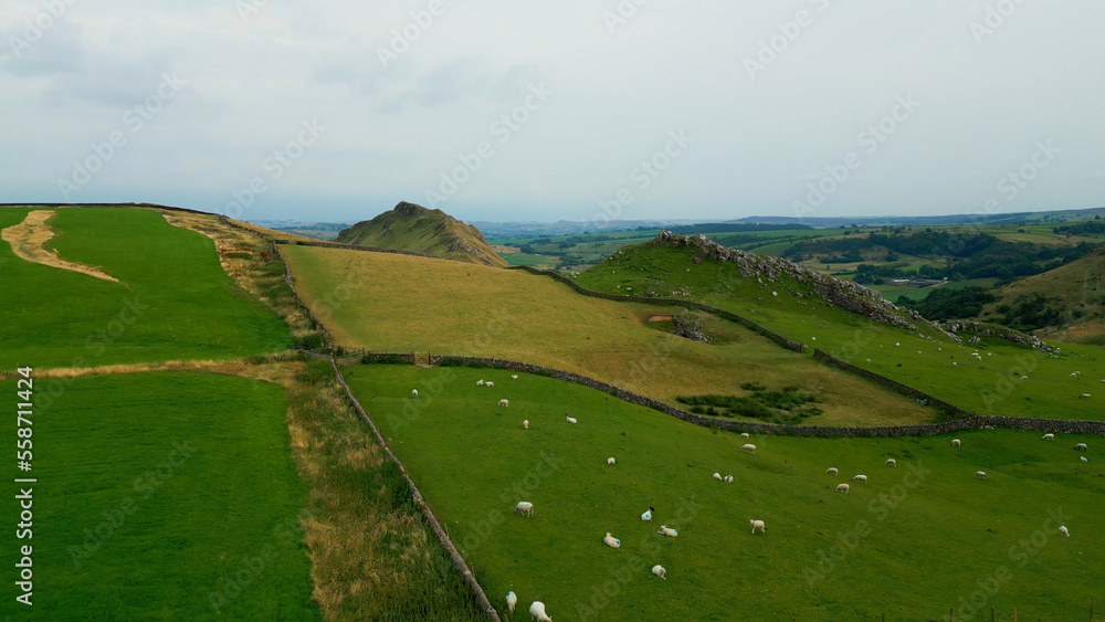 Obraz premium Amazing landscape of Peak District National Park - aerial view - drone photography