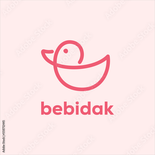 Cute baby duck one line continuous vector