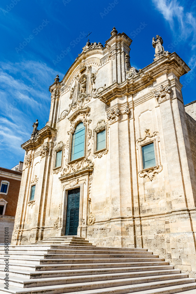 Facade of the Chiesa di San Francesco d'Assisi church in Matera, Basilicata, Italy - Euope