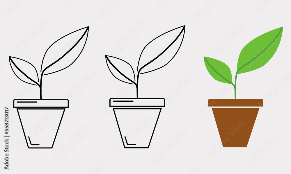 Outline plant vector icons. The green icons for gardening and farm illustration Outline plant vector icons. The green icons for gardening and farm illustration
