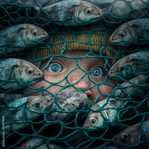 Chukchi joy in the eyes, a lot of fish caught with nets from the sea