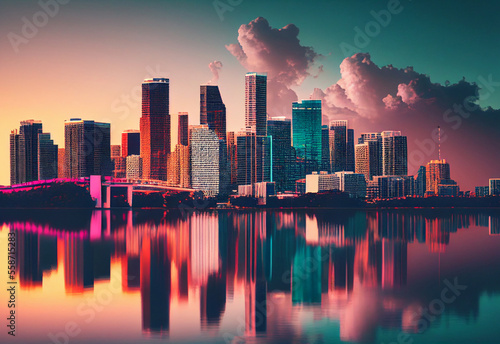 Beautiful aerial panoramic view of the city of Miami © Ivan