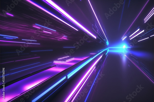 modern neon light moving high speed background. Generative AI