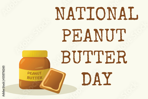 National Peanut Butter Day. Peanut Butter in jar in flat style