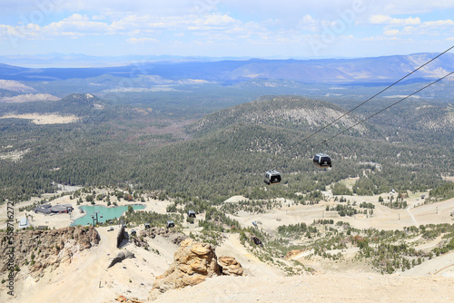 Gondolas to the top of Mammoth mountain in Mammoth Lakes, California
