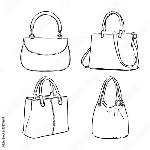 Bag female, male, unisex isolated on white background. Vector illustration of a sketch style.