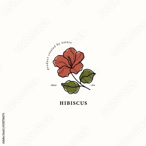 Line art hibiscus flower drawing
