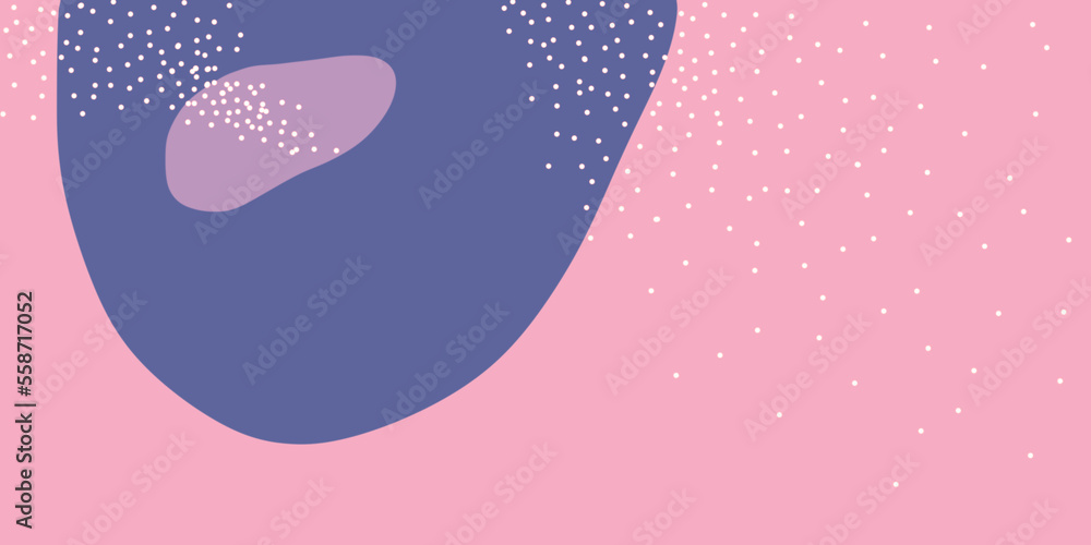 Background with various figures of different colors. Circles, lines, stripes, dots, bumps, ovals, uneven shapes. Blue shades of pink, white.