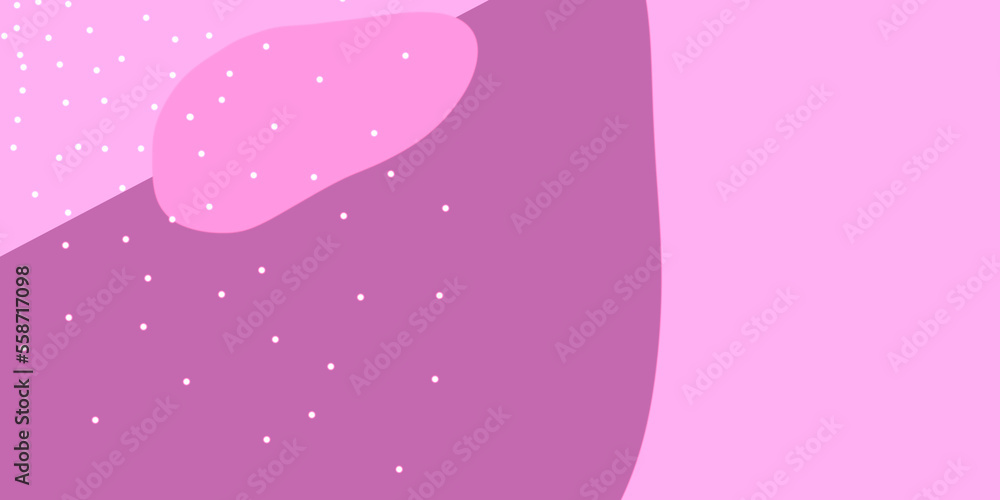Background with various figures of different colors. Circles, lines, stripes, dots, bumps, ovals, uneven shapes. Pink shades and white.