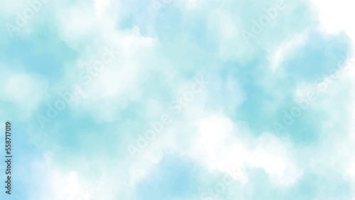 Hand painted watercolor sky and clouds, abstract watercolor background, vector. Blue delicate background