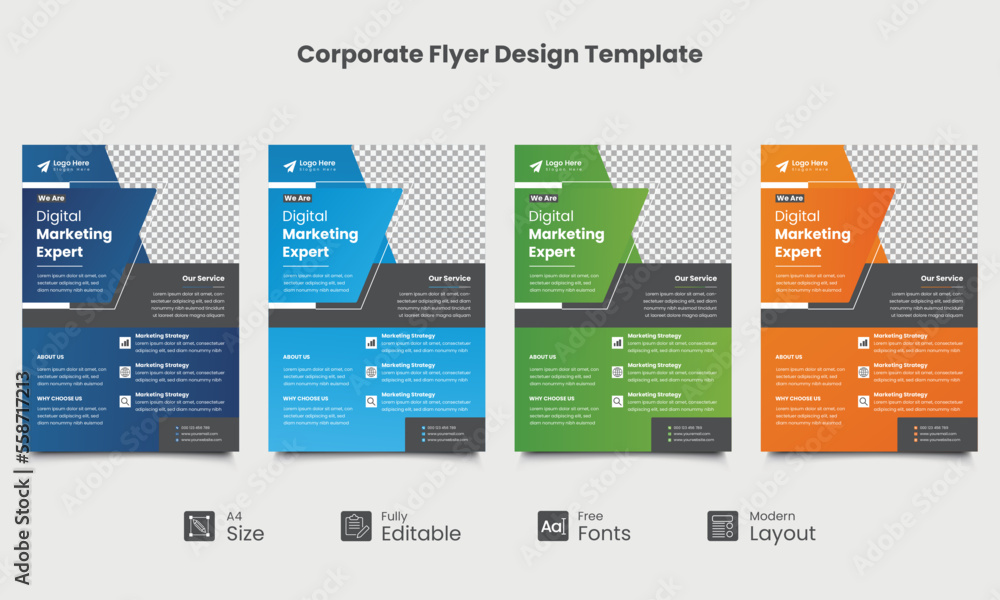 Corporate flyer design template, vector illustration template in A4 size. Corporate flyer design template, vector illustration template in A4 size.