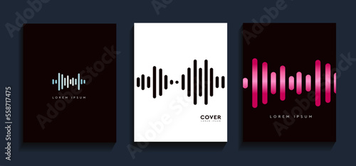Badge soundwave signal. Set equalizer vibrate line. Abstract audio simple for baner, poster, cover. Graphic vector music waveform.