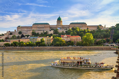 Photography City summer landscape - view of the Buda Castle, palace complex of the Hungarian
