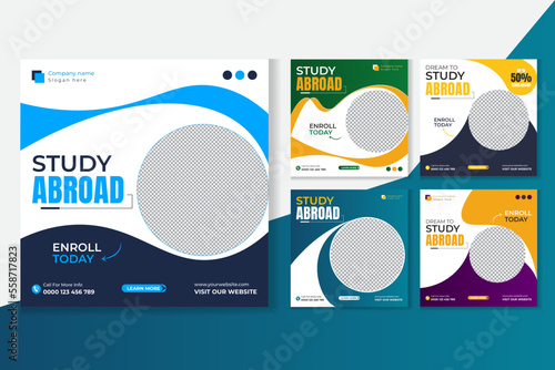 Study abroad social media post design bundle