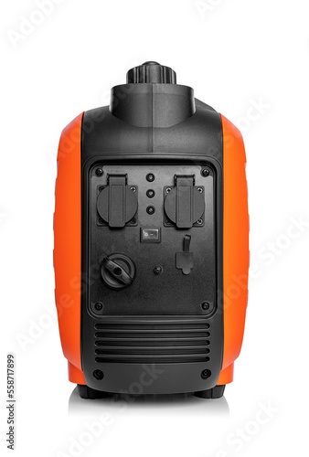 Generator. Inverter gasoline generator isolated on white background.